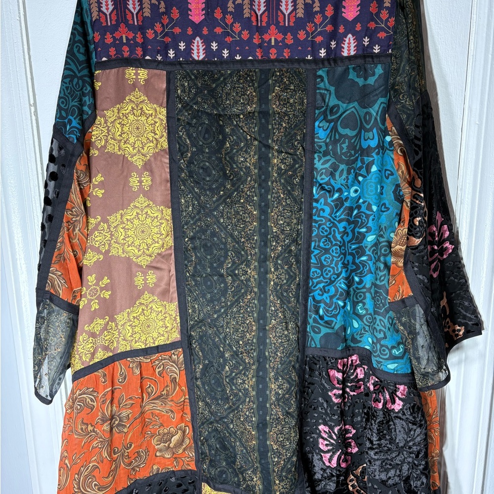 Soft Surroundings Vibrant Patchwork Sequin Dress - image 3